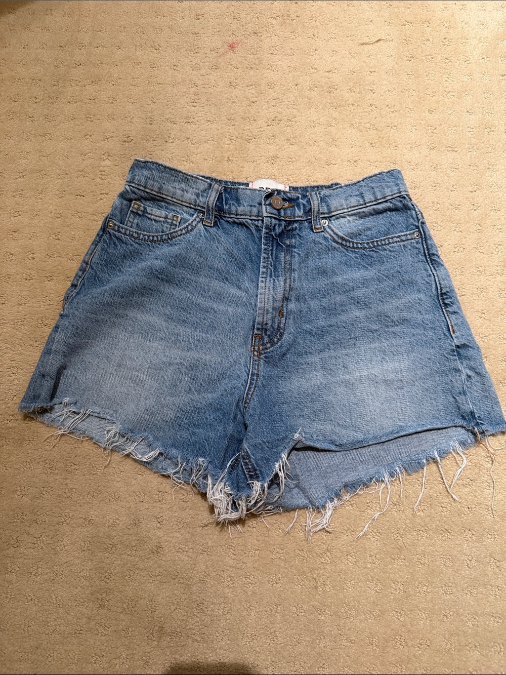 BDG Light Blue Frayed Hem Jean Shorts